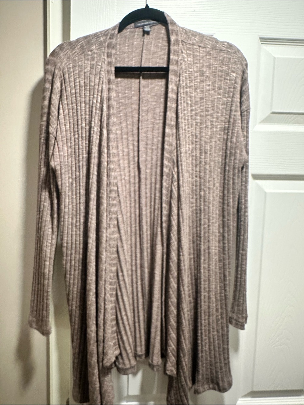 American Eagle Outfitters Taupe Ribbed Open-Front Cardigan